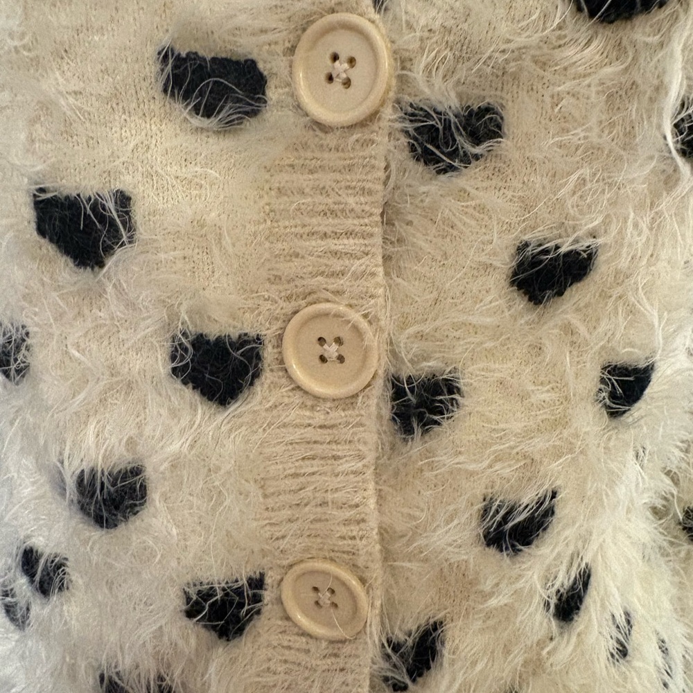 POL Cream and Black Heart Cardigan - Picture 3 of 4